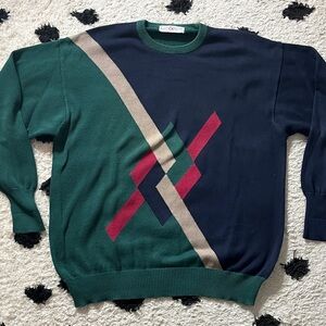 Clark & Gregory size xxl Navy and Green Crewneck Sweater
